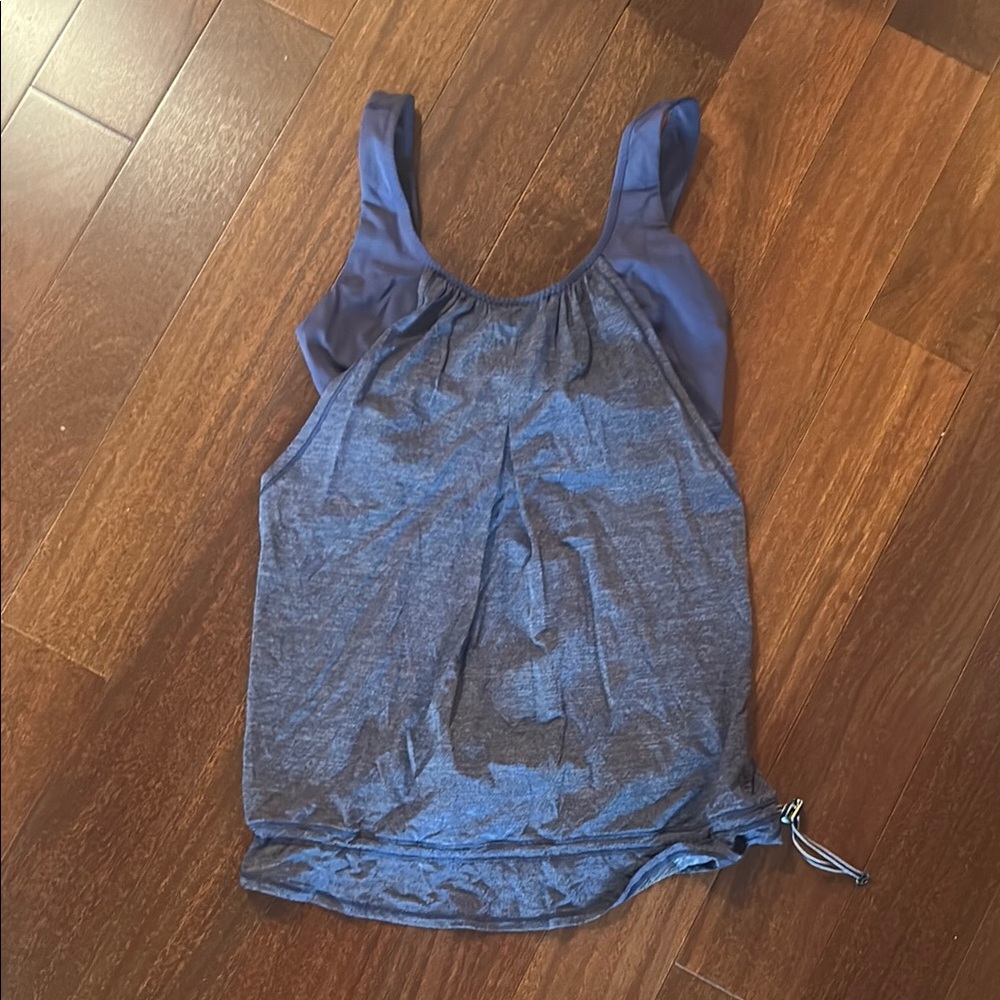 Lululemon Athletica Blue Ruched Tie Front Tank Top